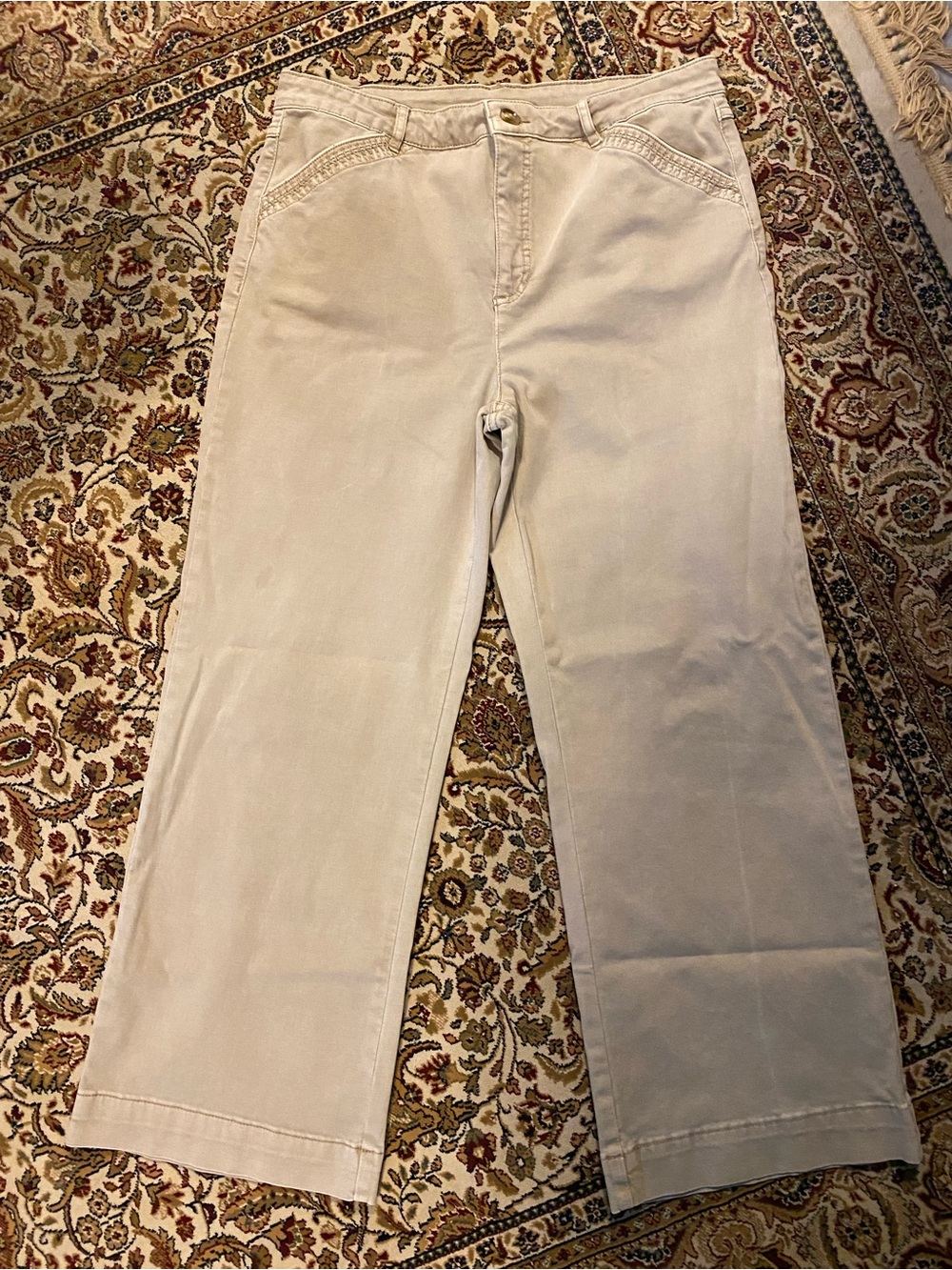 Tribal Beige Cotton Wide Leg Pants